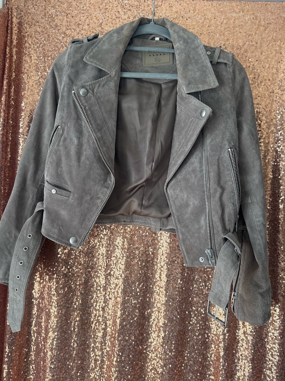 BlankNYC Gray Suede Moto Jacket